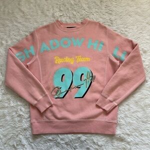 Shadow Hill Sweater Icy Peach Racing Crewneck Long Sleeve Pink XS